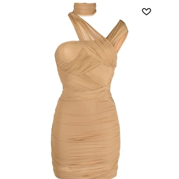 alexander wang ruched one shoulder halter dress Alexander Wang Ruched One Shoulder Halter Dress